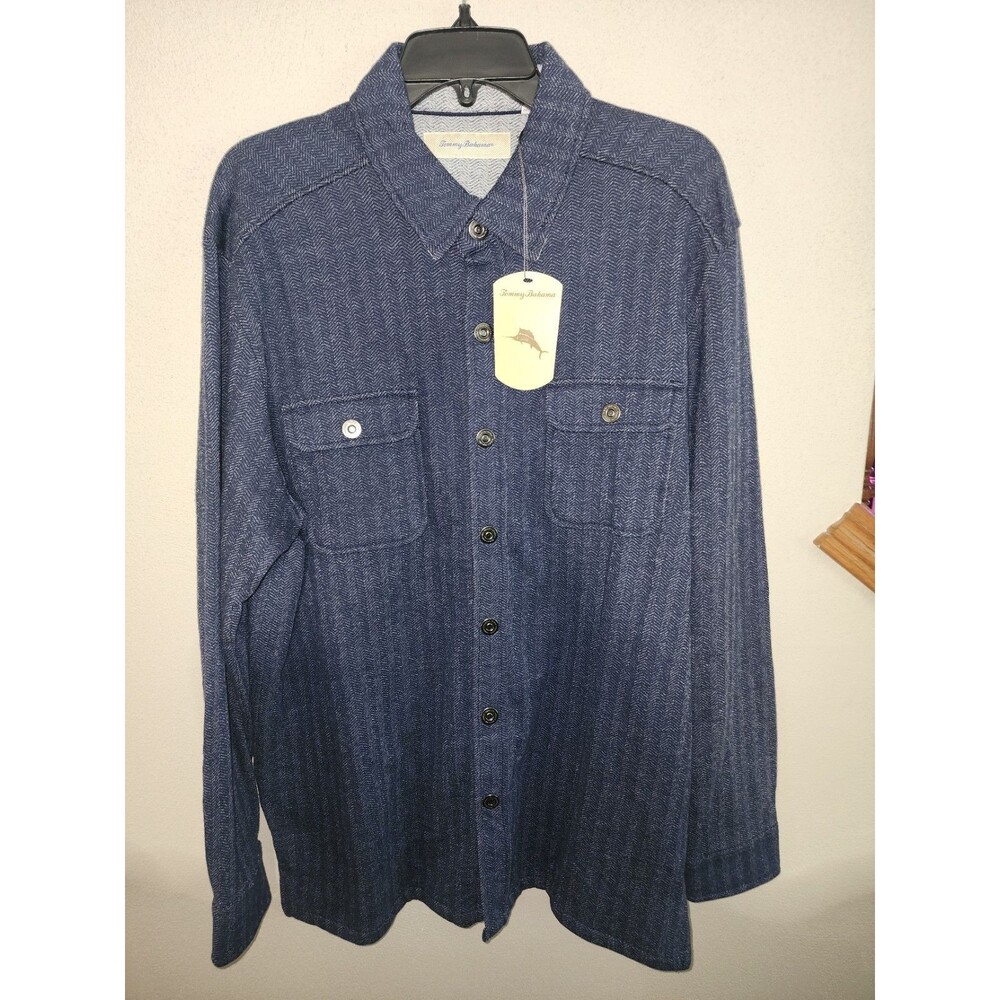 Tommy Bahama Weekend Hideaway Mens Large Blue Gorpcore Button Up Jacket NWT